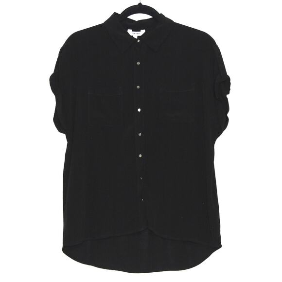 KOTON Black Short Sleeve Button Up Blouse Size Medium - Picture 2 of 5